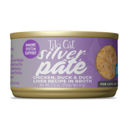 Tiki Cat Silver Pate Chicken, Duck & Duck Liver Recipe in Broth Wet Cat Food  2.4oz