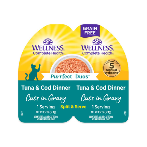 Wellness Complete Health Purrfect Duos Tuna & Cod Dinner Cuts in Gravy 2.64oz