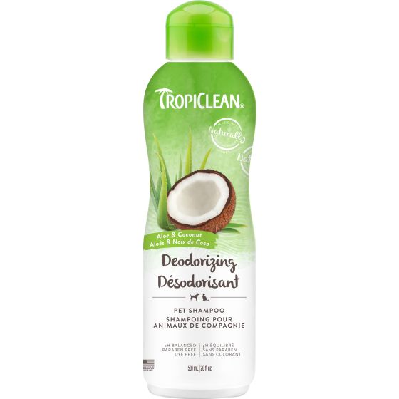 Tropiclean Aloe & Coconut Deodorizing Pet Shampoo, Naturally Derived Ingredients 20oz