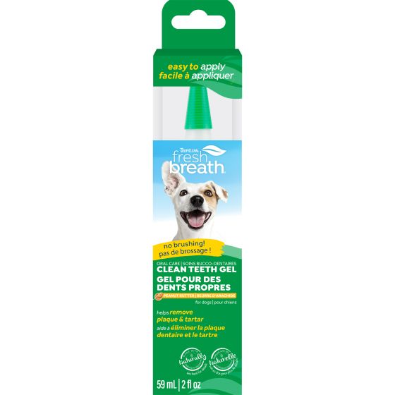 Tropiclean Fresh Breath No Brushing Clean Teeth Dental & Oral Care Gel for Dogs Peanut Butter 2oz