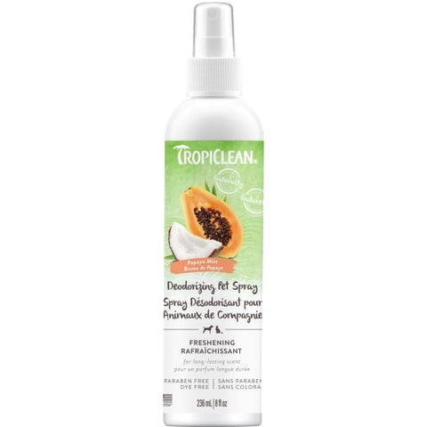 Tropiclean Papaya Mist Deodorizing Pet Spray, Naturally Derived Ingredients, Long Lasting 8Oz