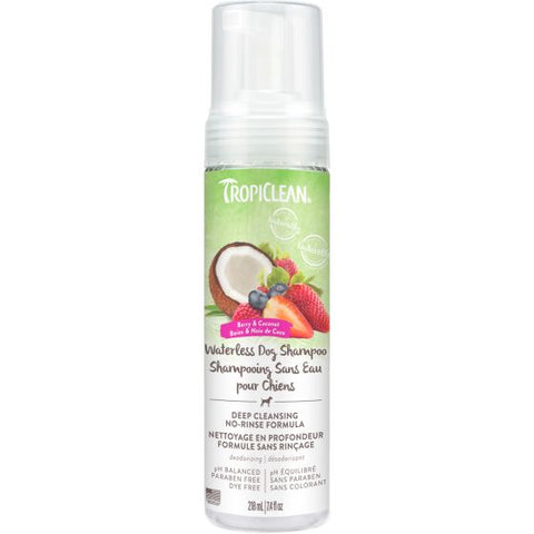 Tropiclean Waterless Dog Shampoo, Deep Cleansing Berry & Coconut Scent 7.4oz