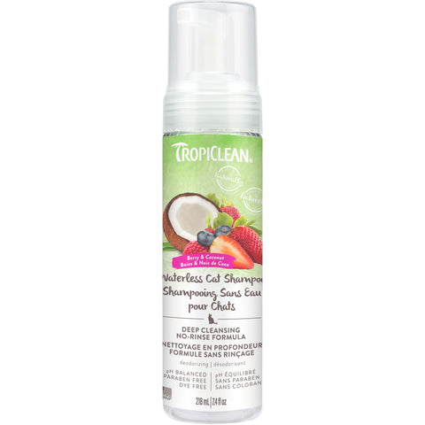 Tropiclean Waterless Cat Shampoo, Deep Cleansing Berry & Coconut Scent 7.4Oz