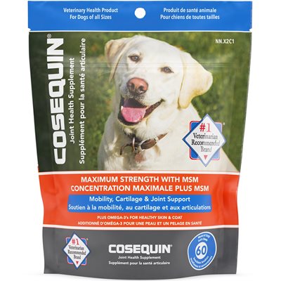 Nutramax Cosequin Plus MSM & Omega-3's Joint Supplement for Dogs 60 Count Soft Chews