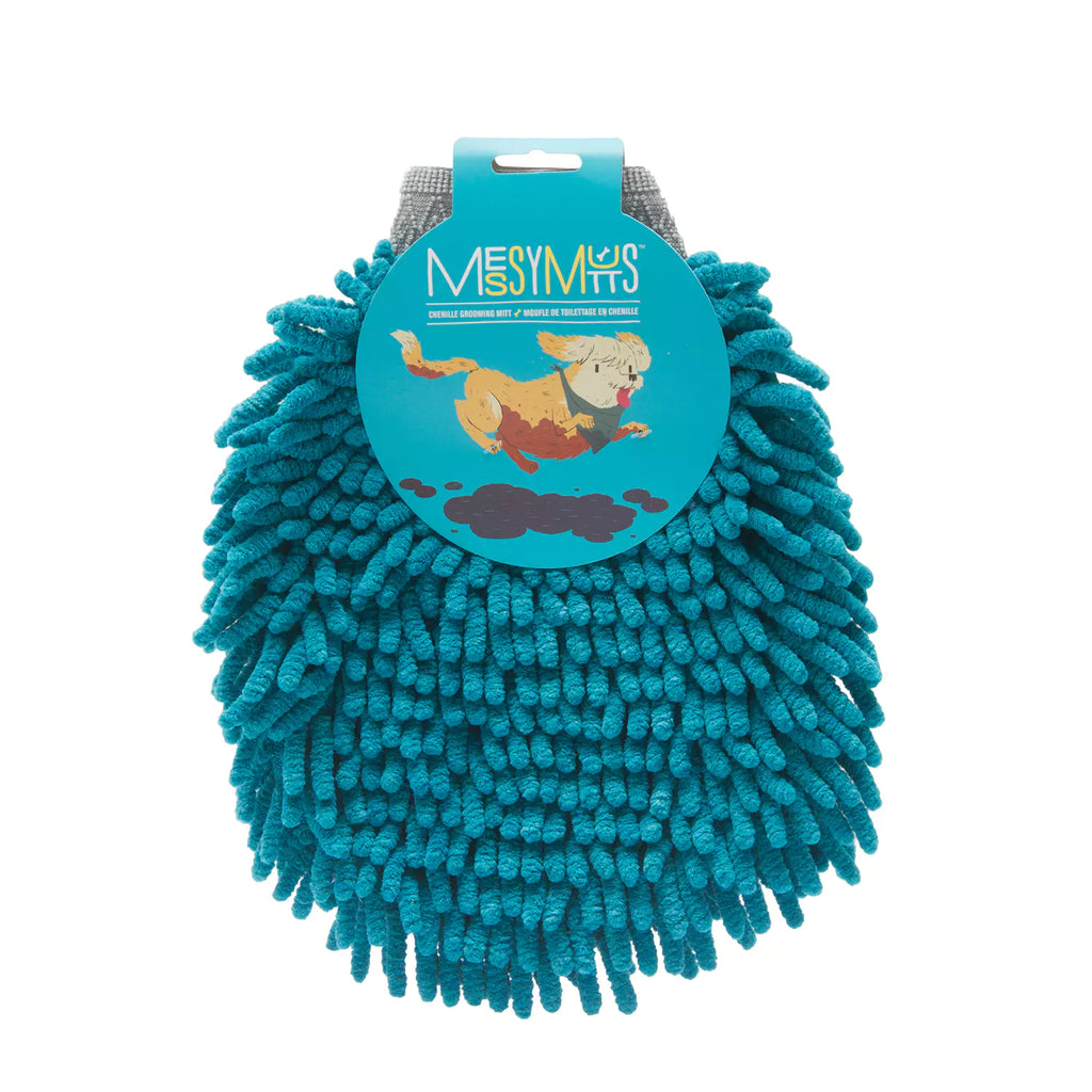 Messy Mutts Microfiber Grooming Mitt, Blue