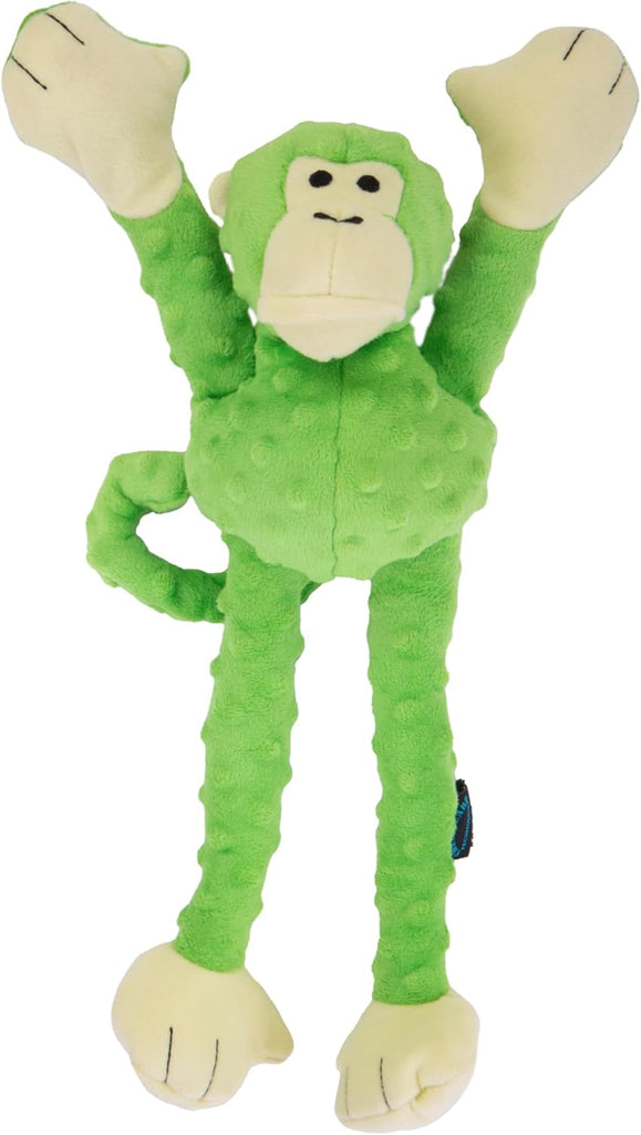 GoDog Crazy Tugs Monkey Lime Green Large Dog Toy