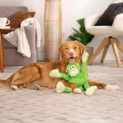 GoDog Crazy Tugs Monkey Lime Green Large Dog Toy