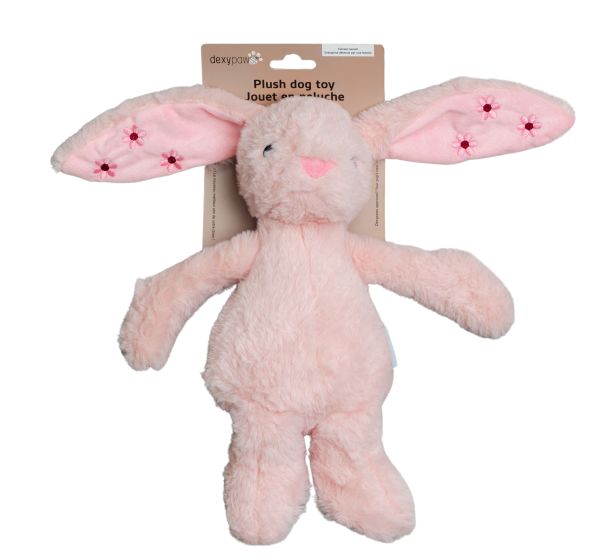 Dexypaws Plush Dog Toy, Blush Bunny Dog