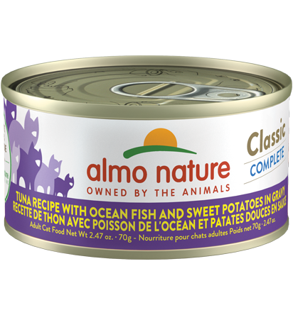 Almo Nature Classic Complete Cat Food - Tuna Recipe With Ocean Fish And Sweet Potatoes In Gravy 70g