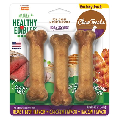 Nylabone Healthy Edibles Beef-Chicken-Bacon Variety 3 Pack