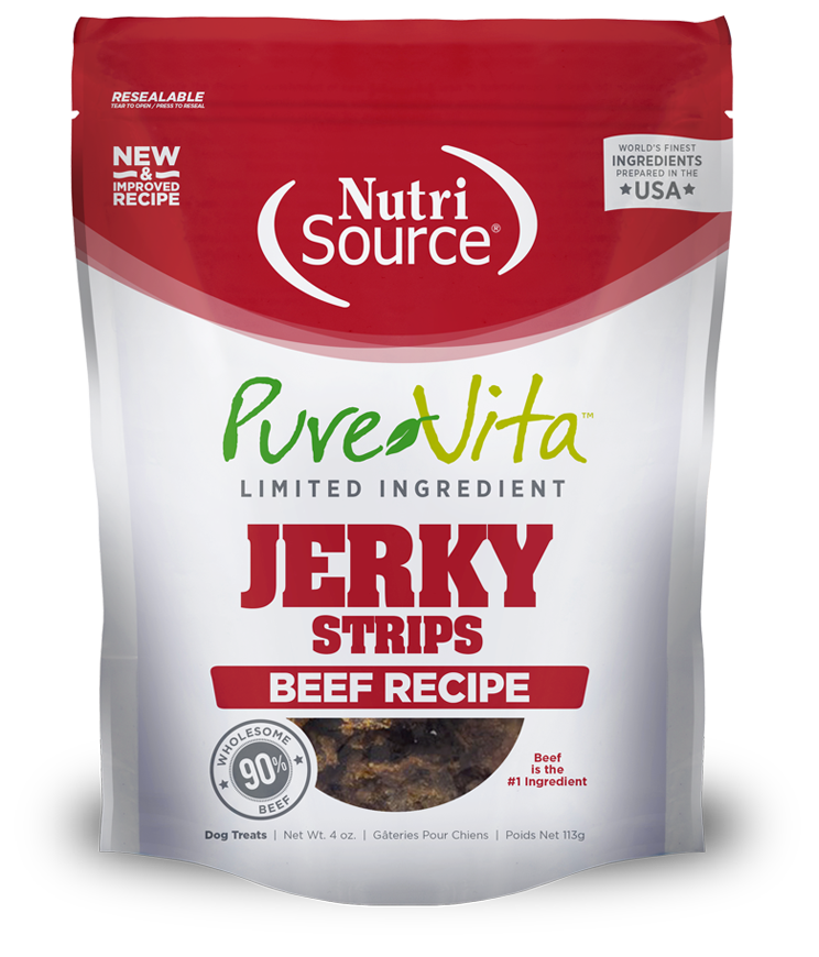 Nutrisource Purevita Limited Ingredient Jerky Strips Beef Recipe Dog Treat 4oz