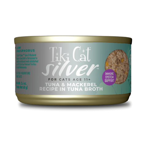 Tiki Cat Silver Tuna & Mackerel Recipe in Broth Wet Cat Food 2.4oz