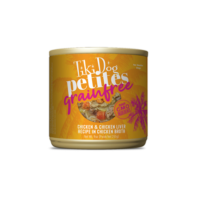Tiki Dog Petites Grain Free Chicken & Chicken Liver Recipe in Chicken Broth Wet Dog Food  9 oz