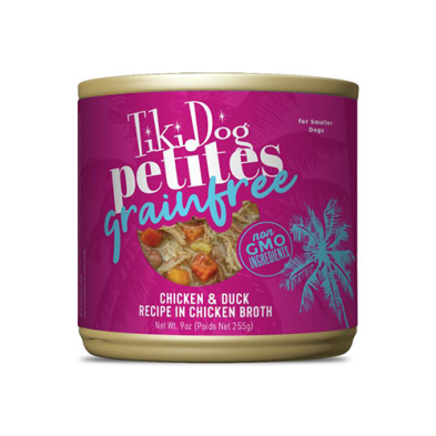 Tiki Dog Petites Grain Free Chicken & Duck Recipe in Chicken Broth Wet Dog Food 9 oz