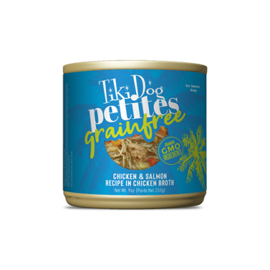 Tiki Dog Petites Grain Free Chicken & Salmon Recipe in Chicken Broth Wet Dog Food 9 oz