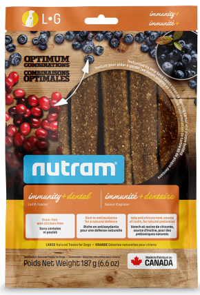 Nutram Dog Optimum Combinations Dental Treats Immunity + Lamb
