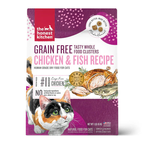 The Honest Kitchen Whole Food Clusters Grain Free Chicken & Fish Recipe Cat Food 1lb