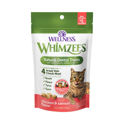 Whimzees Natural Dental Treats Chicken & Salmon Flavor For Cats 2oz