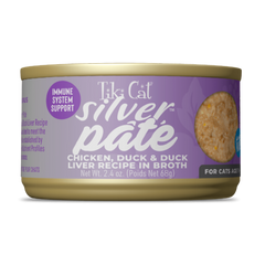 Tiki Cat Silver Pate Chicken, Duck & Duck Liver Recipe in Broth Wet Cat Food  2.4oz