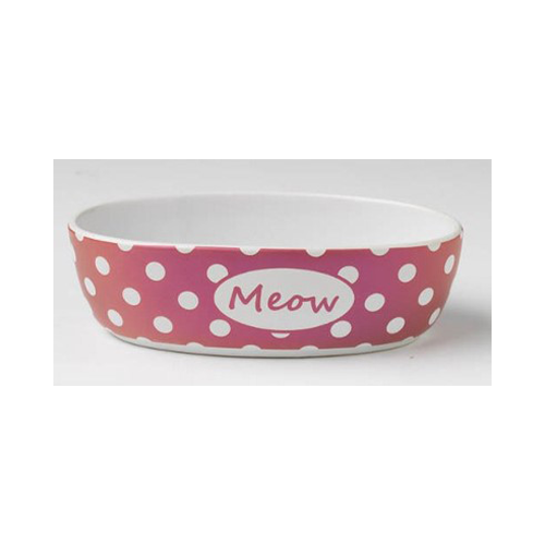 Petrageous Bedazzled Berry Shimmer 'MEOW' Pet Dish 6.75"