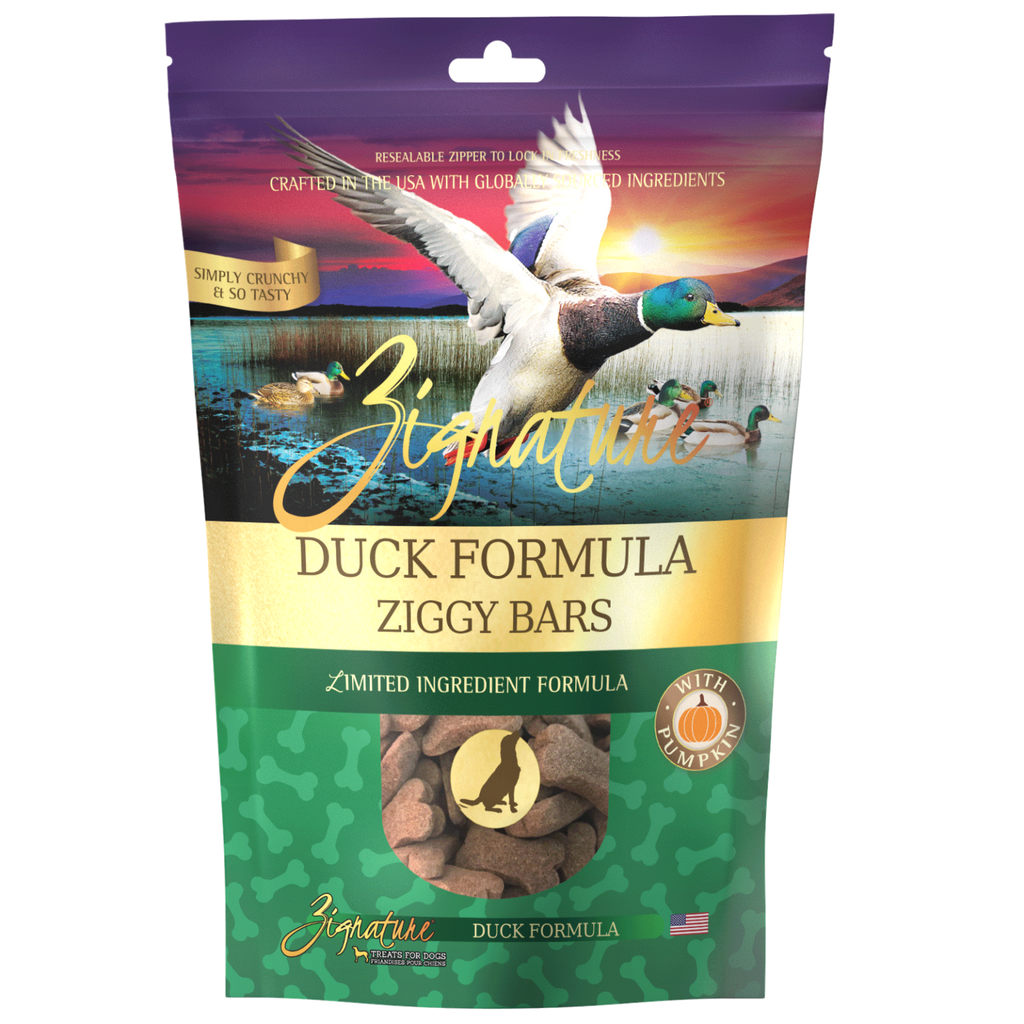 Zignature Ziggy Bars Duck Formula Biscuit Treats for Dogs