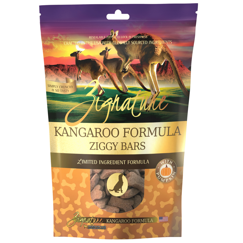 Zignature Ziggy Bars Kangaroo Formula Biscuit Treats for Dogs