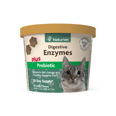 NaturVet Digestive Enzymes Cat Soft Chews with Prebiotics and Probiotics 60ct